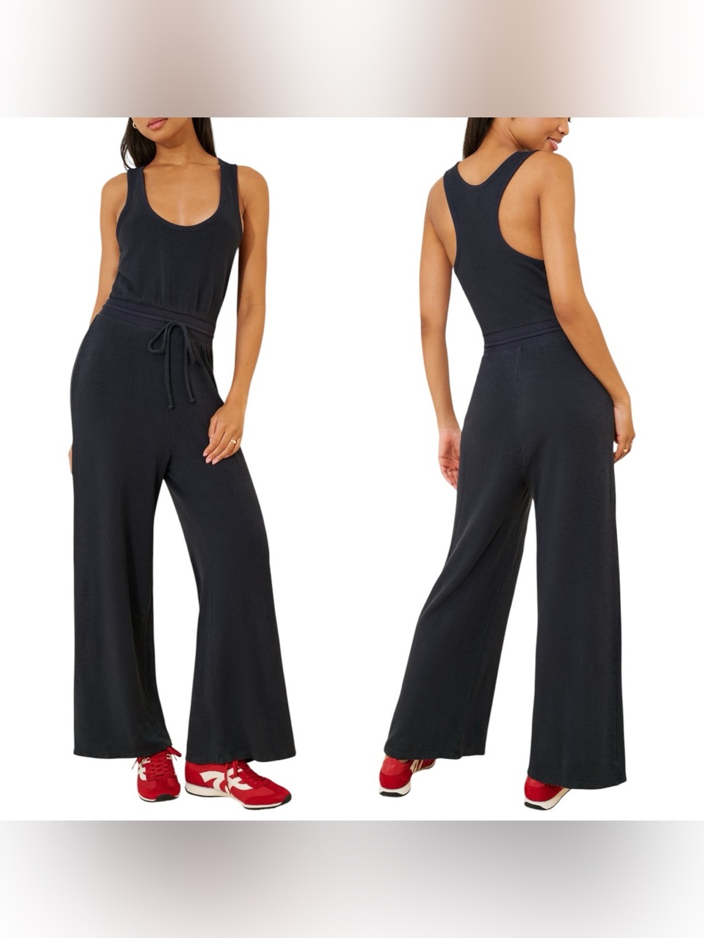 Anthropologie Daily Ritual Reflection Navy Sleeveless Jumpsuit Size Large